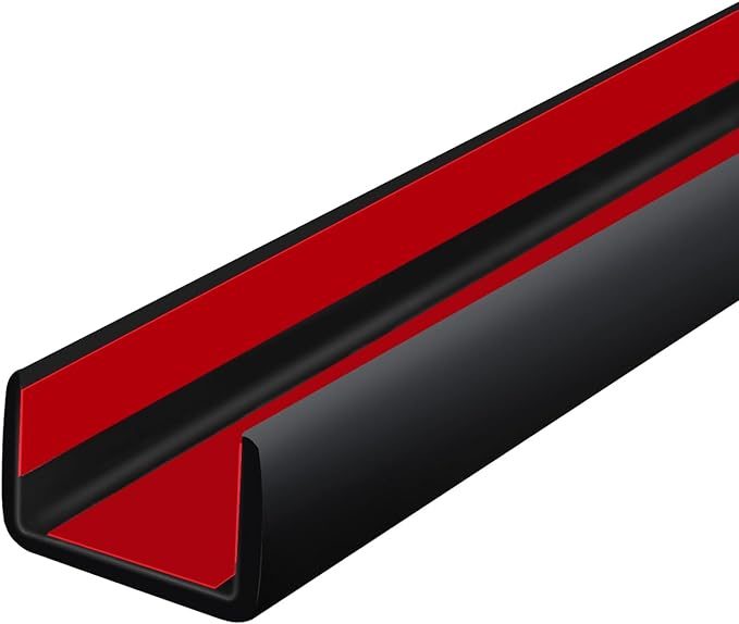 Rubber Edge Trim, Self Adhesive U Channel Edge Trim, Big Size U Shaped Trim, Edge Banding for Plywood, Woods, Shelf, Cabinet, Countertop, Size 1", Length 20Ft, Black