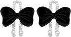 2PCS Bow Pearl Car Seat Headrest Hook, Cute Vehicle Seat Hangers Storage Organizer for Handbag Purse Coat, Auto Interior Headrest Decorative Hook, Universal for SUV RV Truck (Black)