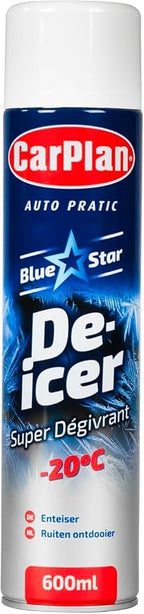 Blue Star De-Icer Spray, 21 fl oz [Pack of 12] Fast-Acting Aerosol Defroster for Car Windshield and Windows, Works in Extreme Cold -20C