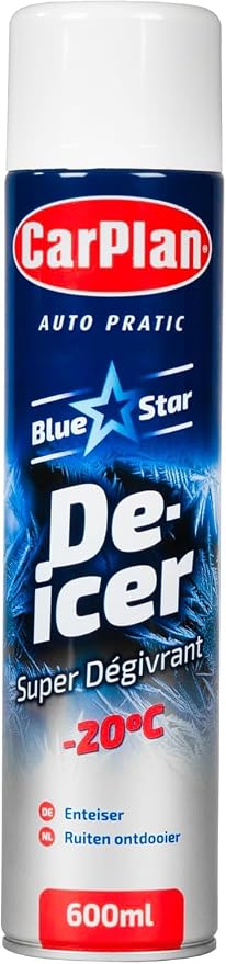 Blue Star De-Icer Spray, 21 fl oz [Pack of 12] Fast-Acting Aerosol Defroster for Car Windshield and Windows, Works in Extreme Cold -20C