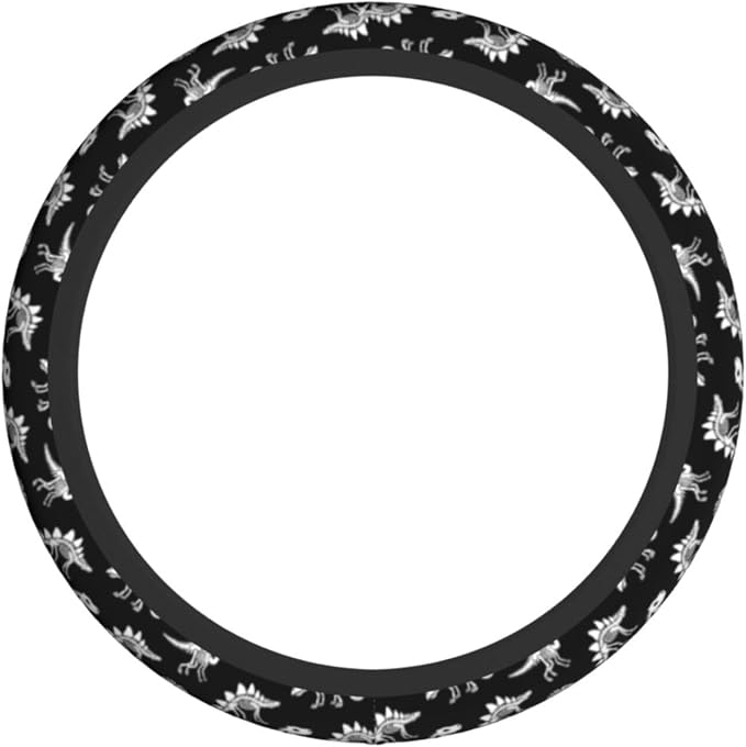 Dinosaur Skeleton Fossil Primitive Halloween Steering Wheel Cover Car Accessories Cute for Women Girls Girly Universal 15 Inch Neoprene Auto Interior Decor Anti Slip Car Truck Protector
