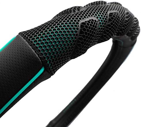 car Steering Wheel Cover Faux Leather Massage Universal fit 3D Honeycomb Hole Anti-Slip Sporty 15 Inches (Mint Green Black)