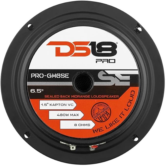 PRO-GM6SE Loudspeaker - 6.5", Midrange, Sealed Back, 480W Max, 140W RMS, 8 Ohms - Premium Quality Audio Door Speakers for Car or Truck Stereo Sound System (1 Speaker)