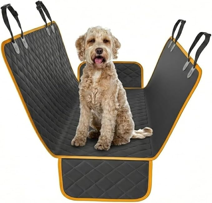 Orange XL Dog Car Hammock Back Seat Cover, Waterproof Backseat Cover Protector for Truck Bench Rear of Sedans or SUVs, Essential Pet Supplies Vacuum or Wipe Clean, Machine Washable