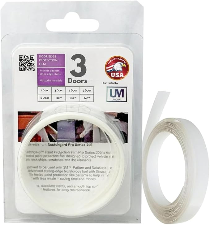 3 Door Edge Guard Paint Protection Film, Car Door Scotch Guard, PPF Precut, Universal Fit Cars, PPF, Door Protector, Clear Self-Healing Anti Scratch Guard