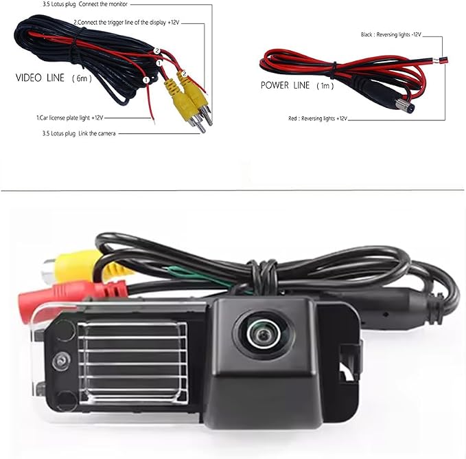 AHD/CVBS Car Rear View Camera's Fisheye Lens License Plate Lamp-Camera with RCA Cable & Vehicle Camera for Volkswagen VW Polo 6R V Golf 6 Passat CC MK6 Magotan Bora & Backup Camera (CVBS)