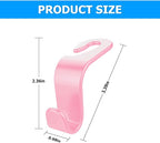 Car Back Seat Headrest Hooks, 4PCS Vehicle Backseat Storage Organizer Hanger, Multifunctional Auto Headrest Hidden Hook Universal for Handbag Purse Backpacks Bags and Groceries (Pink)