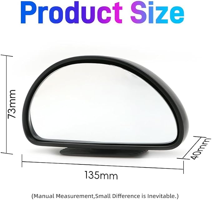 Blind Spot Mirror for Car, Stick-On Blind Side Mirror for Cars, SUVs & Trucks, Adjustable HD Glass Convex Wide-Angle Blindspot Mirrors