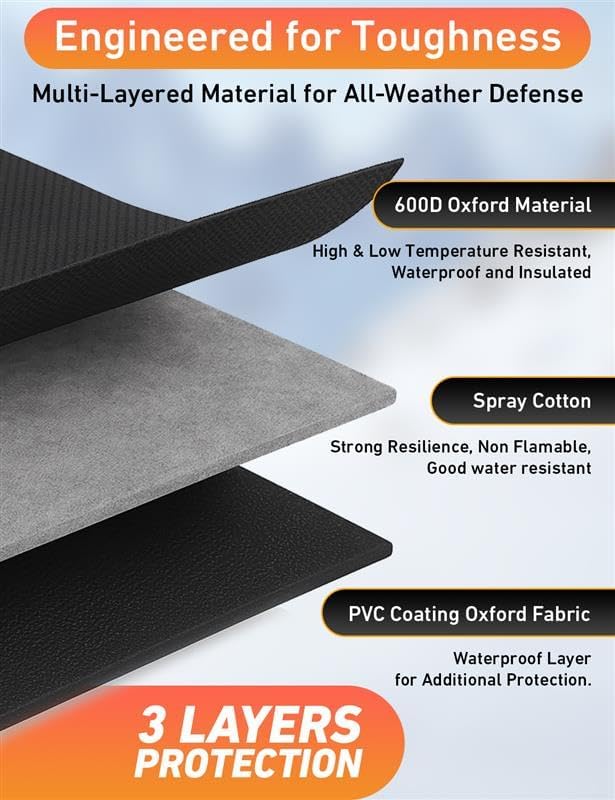Car Snow Cover Compatible for Ford Fusion | Windshield Cover for Ice and Snow with S-Hook Straps | Heavy-Duty 600D Oxford Winter Car Cover, Waterproof & Anti-Slip