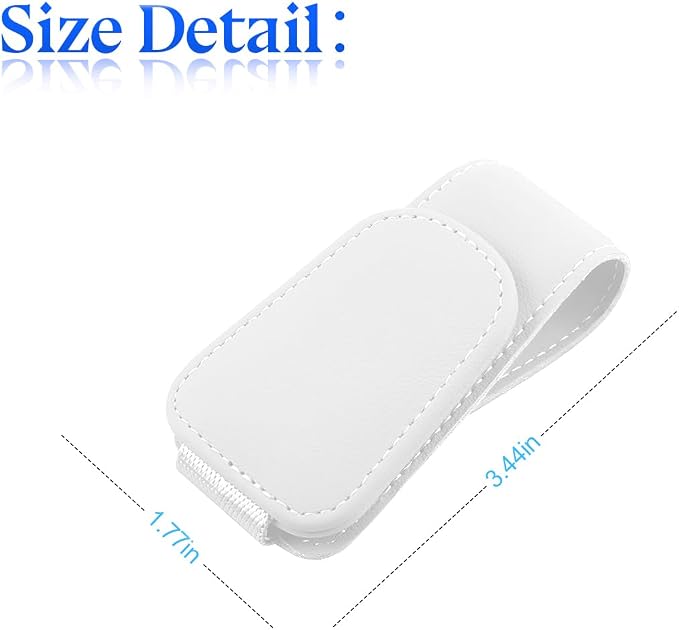 Sunglasses Holder for Car Sun Visor, 2 PCS Magnetic Leather Eyeglass Hanger, Sun Glasses Mount Clip on Visors, Ticket Card Cash Organizer, Auto Interior Accessories (White)