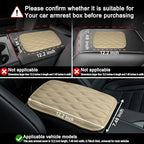 Car Center Console Cover, Upgraded Leather Car Armrest Cushion, Universal Waterproof Cushion Pad, Non-Slip Car Interior Accessories, Fits Most Sedans SUVs Trucks (Beige)