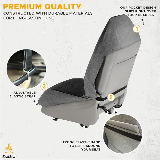Car Seat Cover Sweat Towel – Waterproof Universal Seat Protector for Gym, Workout, Swimming, Camping & Dog Travel – Washable Car Seat Cover for Cars, Trucks, SUVs & Vans – Grey 29" x 55.5"