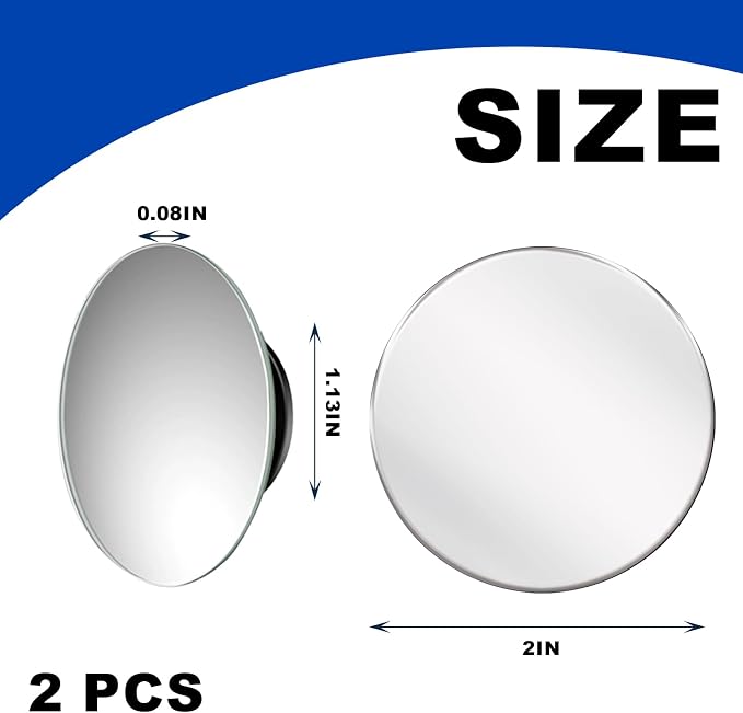 Blind Spot Mirrors - 2 Pack Round HD Glass Frameless Convex Rear View Mirror with Wide Angle Adjustable Stick for Cars, Trucks, And Motorcycles Stuff Rearview Mirror Accessories Decor