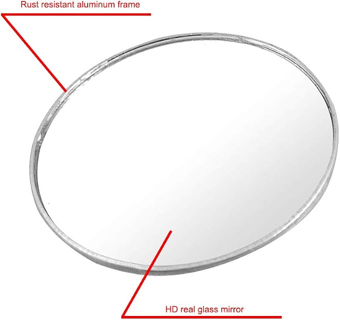 Blind Spot Mirror, 3" Aluminum Frame Round HD Glass Convex Wide Angle Rear View Mirror For All Universal Vehicles Car Suv Truck