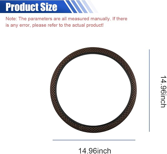 Elastic Stretch Steering Wheel Cover, 15" Breathable Microfiber Ice Silk Steering Wheel Protector, Universal Anti-Slip Car Warm in Winter&Cool in Summer Accessories for Men Women (Coffee)