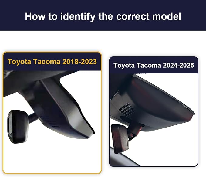 Front 4K and Rear 1080P Dash Cam Adapts for Toyota Tacoma 2018 2019 2020 2021 2022 2023 Limited TRD Sport Off-Road Pro SR5 SR (N300), OEM Style, Dual Loop Recording WiFi, G-Sensor, 128GB Card