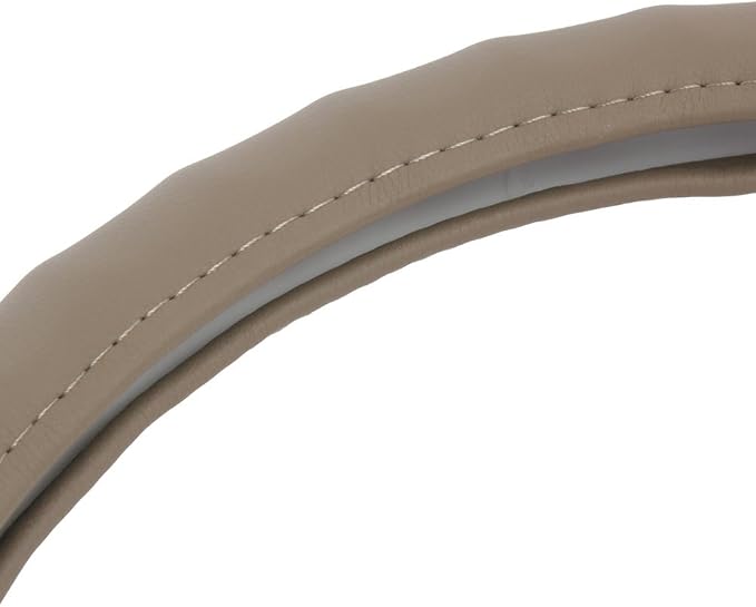 Ergonomic Grip Steering Wheel Cover/Protector for Small Size Steering Wheels in Cars, SUVs, Boats (13.5-14.5") (Genuine Leather (Beige))