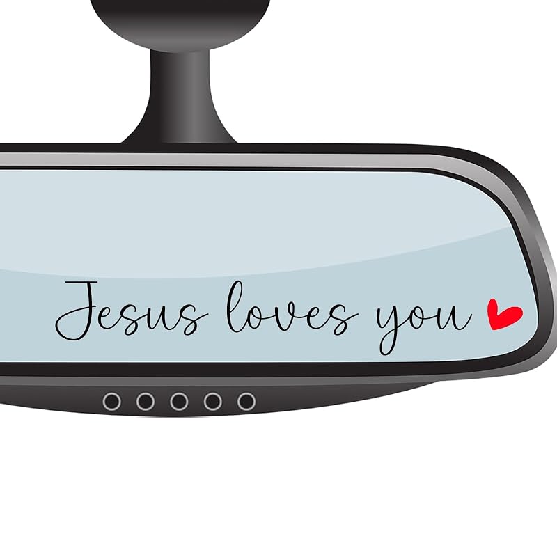 4 x Jesus Loves You Rearview Mirror Decal,Car Stickers For Women,Automotive Rear View Mirror Sticker,Jesus Car Window Decal,Vanity Mirror Decal,Car Accessory Interior,Water Bottle Tumblers Sticker