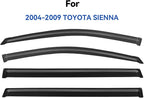 Window Visors Rain Guards Shield for 2004-2010 Toyota Sienna, Out-Channel Window Vent Wind Deflectors Visors Shades for 04 05 06 07 08 09 10 Sienna