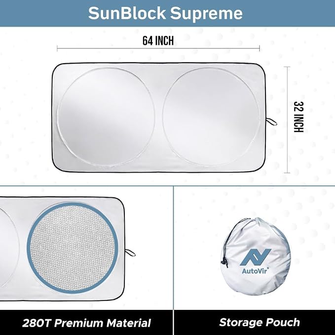 Windshield Sun Shade, Foldable Car Window Shades, 280T Visor Shade