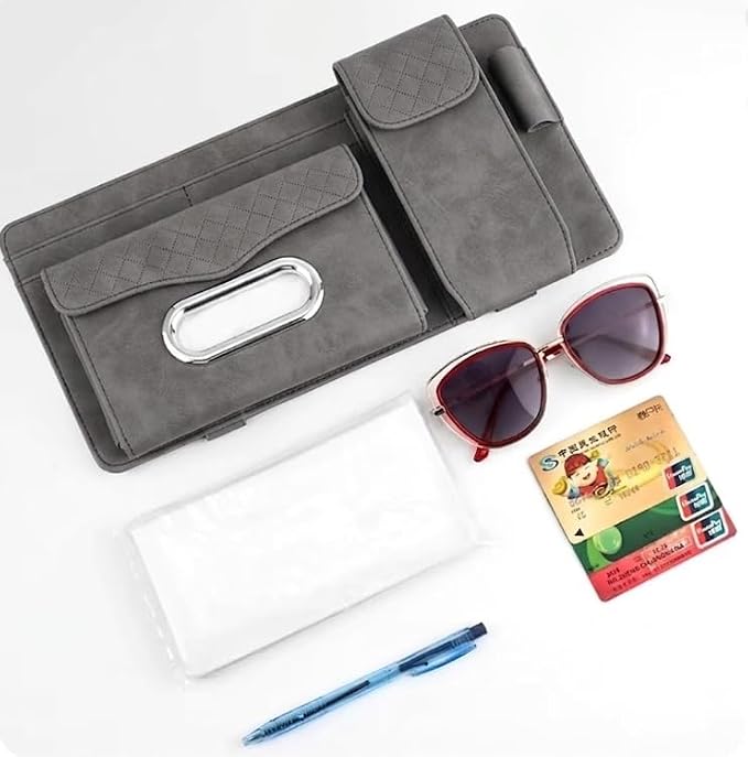 Multifunctional Car Visor Organizer (Suede leather - Gray)