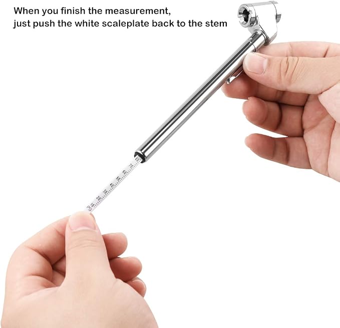 CZC AUTO Pencil Tire Pressure Gauge, Dual Head Trucks Air Gage, Accurate Mechanical Dually Chuck Wheel Service Checker, Stainless Steel Stem for Car RV ATV Motorcycle Bike, 10-120PSI (Silver, 1 Pack)