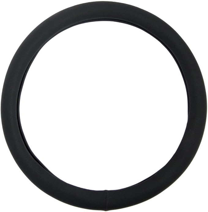 Ergonomic Soft Grip Steering Wheel Cover - Sporty Leather Grip for Standard Size Wheels 14.5-15 inch Black