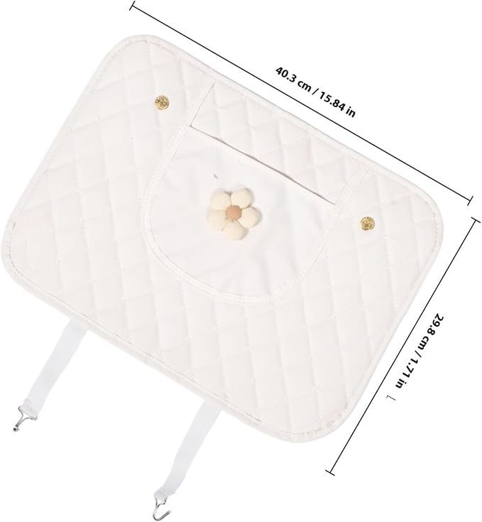 Back Protector Kick Mat with Storage Pocket, Beige Anti-Scuff Pad for Rear Seats, General Protective Interior Car Accessory for Dirt and Damage Prevention