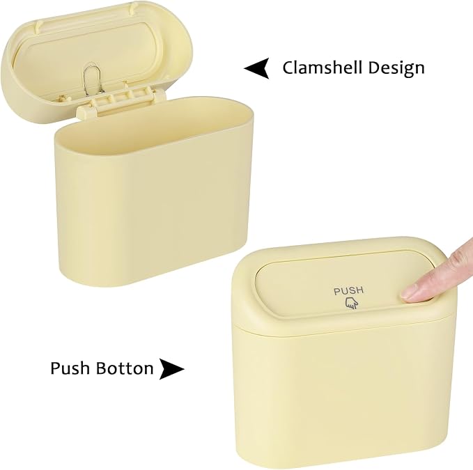 Car Trash Can, Portable Vehicle Trash Bin with Lid, Car Dustbin Garbage Organizer Holder with One Roll Trash Bag, Leakproof Hanging Mini Cars Storage Bag Container for Auto, SUV, Office (Beige)