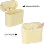 Car Trash Can, Portable Vehicle Trash Bin with Lid, Car Dustbin Garbage Organizer Holder with One Roll Trash Bag, Leakproof Hanging Mini Cars Storage Bag Container for Auto, SUV, Office (Beige)