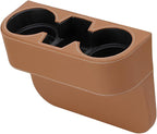 YoRise Car Cup Holder, PU Leather Automotive Cup Drink Holder, Car Seat Gap Filler Storage Box, Multifunctional Front Seat Organizer, Cell Mobile Phone Holder, Coin Bucket (Brown)