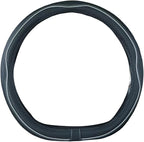 Flat Bottom Steering Wheel Cover Anti-Slip,Safety,Soft,Breathable,Durable,Full Surround,Comfortable Grip Microfiber Leather (D Shape, Black Gray)