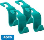 Car Seat Headrest Hook, 4PCS Vehicle Seat Back Hanger Storage Organizer for Purse Bag Coat, Auto Interior Hanging Holder Organization Accessories, Universal for SUV Sedan Truck (Cyan)