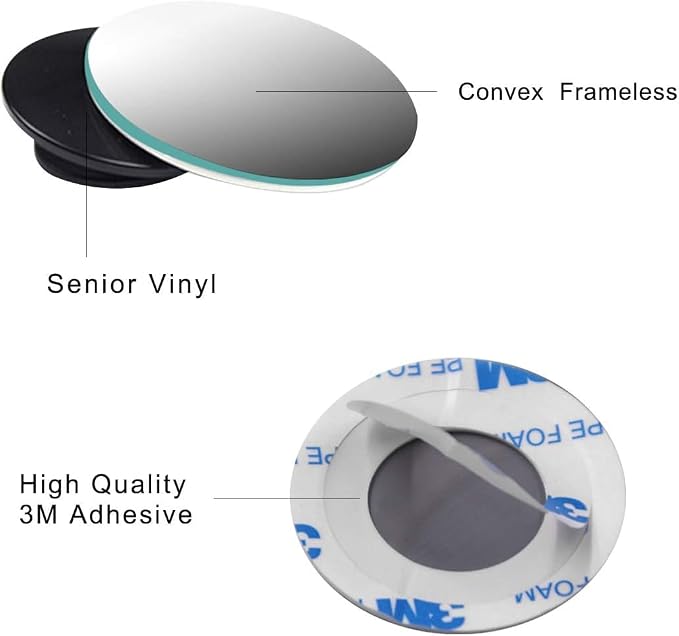 Blind Spot Mirror, 2 inch Rearview Convex Side Mirrors for Cars SUV Truck Van Stick on 3M Adhesive, Rear View HD Glass Frameless Sway Rotate adjustable Wide Angle 2PCS (Round)