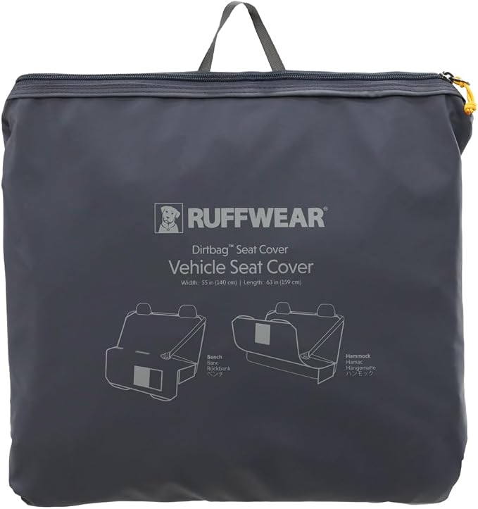 Ruffwear, Dirtbag Dog Car Seat Cover, 300D Heavy Duty Waterproof Scratch Proof Nonslip Hammock or Bench, Durable Machine Washable, Back Seat Protector for Cars, SUVs & Trucks, Basalt Gray