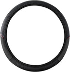 Car Steering Wheel Cover, 15 inch Carbon Fiber Microfiber Anti-Slip Breathable PU Leather Elastic Steering Wheel Protector, Car Interior Accessories for Most Cars (AD-Black)