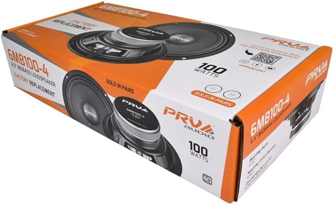 6.5 Inch Car Speakers 200 Watts 4 Ohm, 6MB100-4 Factory Replacement Car Door Speakers (Pair) Shallow Profile