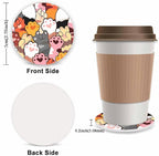 Cute Paw Print Steering Wheel Cover for Women, Universal Auto Steering Wheel 14-15 Inch Car Interior Accessories with 2PCS Car Coasters, Suitable for Men and Women
