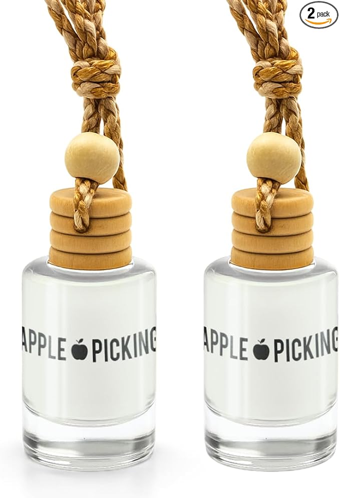 Apple Harvest Hanging Car Air Freshener, 2-Pack Premium Fragrance Oil Diffuser for Car and Closet, Warm Apple Spice Scent, Handcrafted in the USA