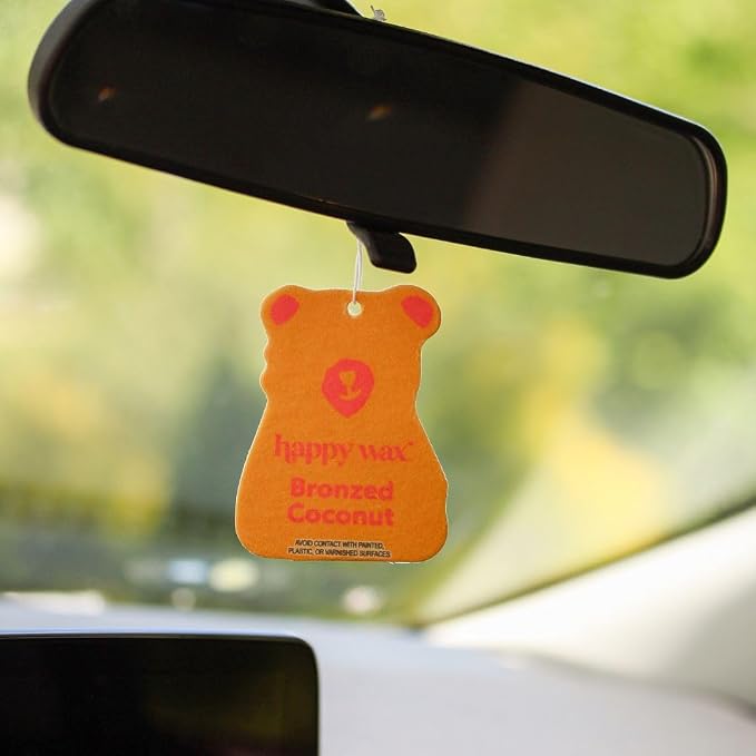 Bronzed Coconut Hanging Car Cub Air Freshener - Scented and Infused with Natural Essential Oils - Cute 4-Pack