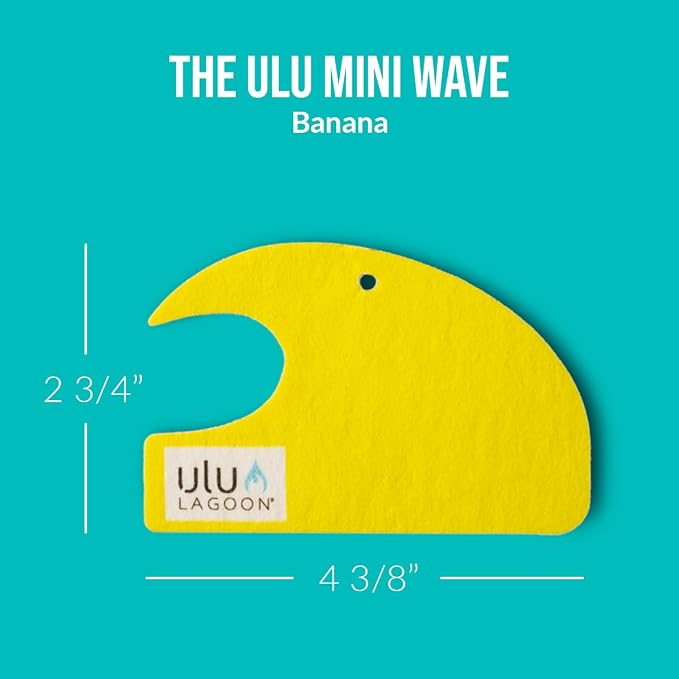 Hanging Car Air Freshener | Tropical Beach Coconut Surf Wax Scent Mini Wave | Long Lasting Car Freshener, Closet and Beyond | Made In USA | 3 Pack (Yellow)