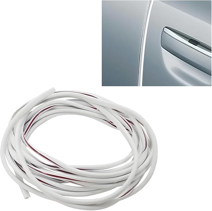 16Ft (5M) Car Door Edge Protector, Auto Trim Door Edge Guard, White | Anti-Collision Car Door Entry Guard Protective Strip, No Glue