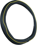 Flat Bottom Steering Wheel Cover Anti-Slip,Safety,Soft,Breathable,Durable,Full Surround,Comfortable Grip Microfiber Leather (D Shape, Black Yellow)