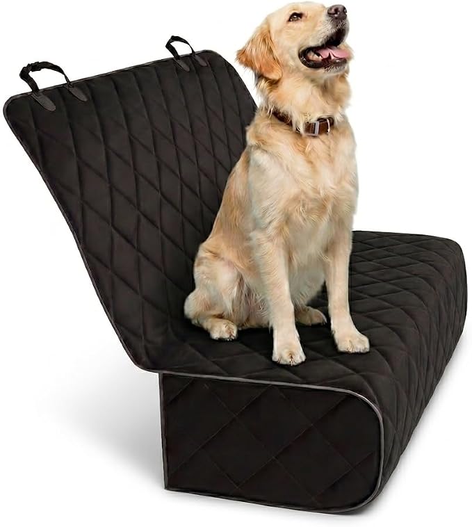 Black Car Rear Seat Cover for Dogs, Durable Waterproof & Scratch Resistant Vehicle Backseat Protector, Nonslip Dog Accessory & Pet Protection for Back Seats, Machine Washable