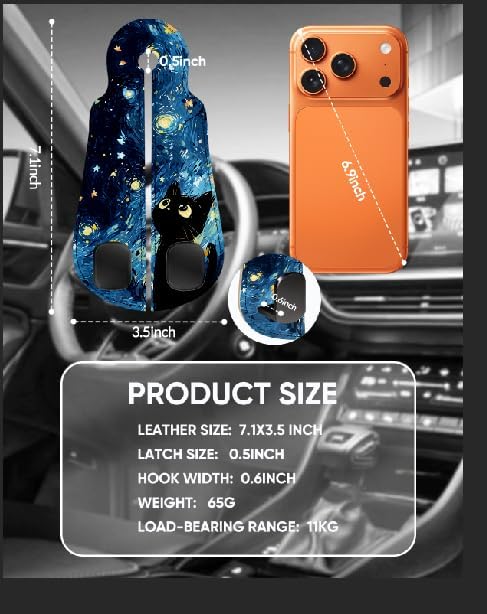 Purse Holder for Car, 2 Pack Heavy Duty Purse Hanger for Car, PU Leather Car Seat Hooks for Purses and Bags, Cute Blue Starry Sky Cat Headrest Organizer for Handbags & Backpacks