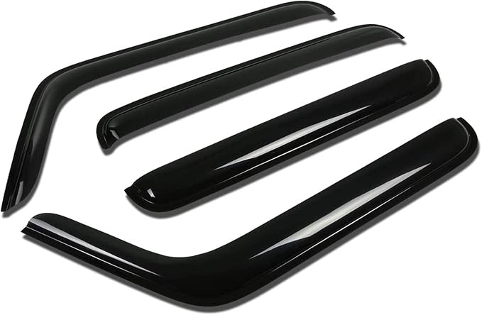 Tape-On Window Visors 4-Piece for 2007-2018 Jeep Wrangler 4-Door (JK) Sun Rain Guard Shield Shade Smoke 94249