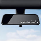 2PCS Trust in God Rearview Mirror Decals, Automotive Vinyl Rear View Mirror Decorative Stickers, Waterproof Trust in God Stickers for Car Truck Laptop, Car Accessories (White)
