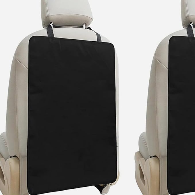 3pcs Car Seat Kick Mats Backseat Protector, Waterproof Scratch Protection Back Kick Mat Organizer, Black Sturdy Seatback Cover for Family Travel