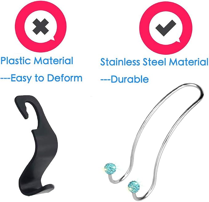 Auto Hooks Bling Car Hangers Organizer Seat Headrest Hooks Strong and Durable Backseat Hanger Storage Universal for SUV Truck Vehicle 2 Pack (Sky Blue)