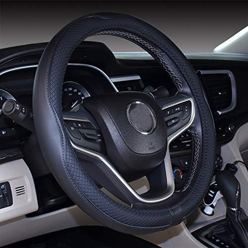 Small Size Steering Wheel Cover Anti-Slip,Safety,Soft,Breathable,Durable,Full Surround,Comfortable Grip Microfiber Leather (14-14.25 inch,Black)